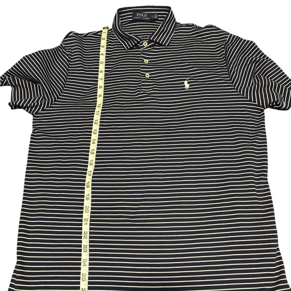 Men’s Polo Ralph Lauren Navy and White Striped Polo Shirt L